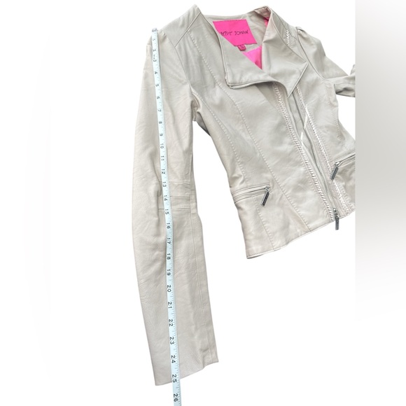 Betsy Johnson Bone Vegan Leather Corset Back Jacket! Size S EUC - Picture 4 of 8